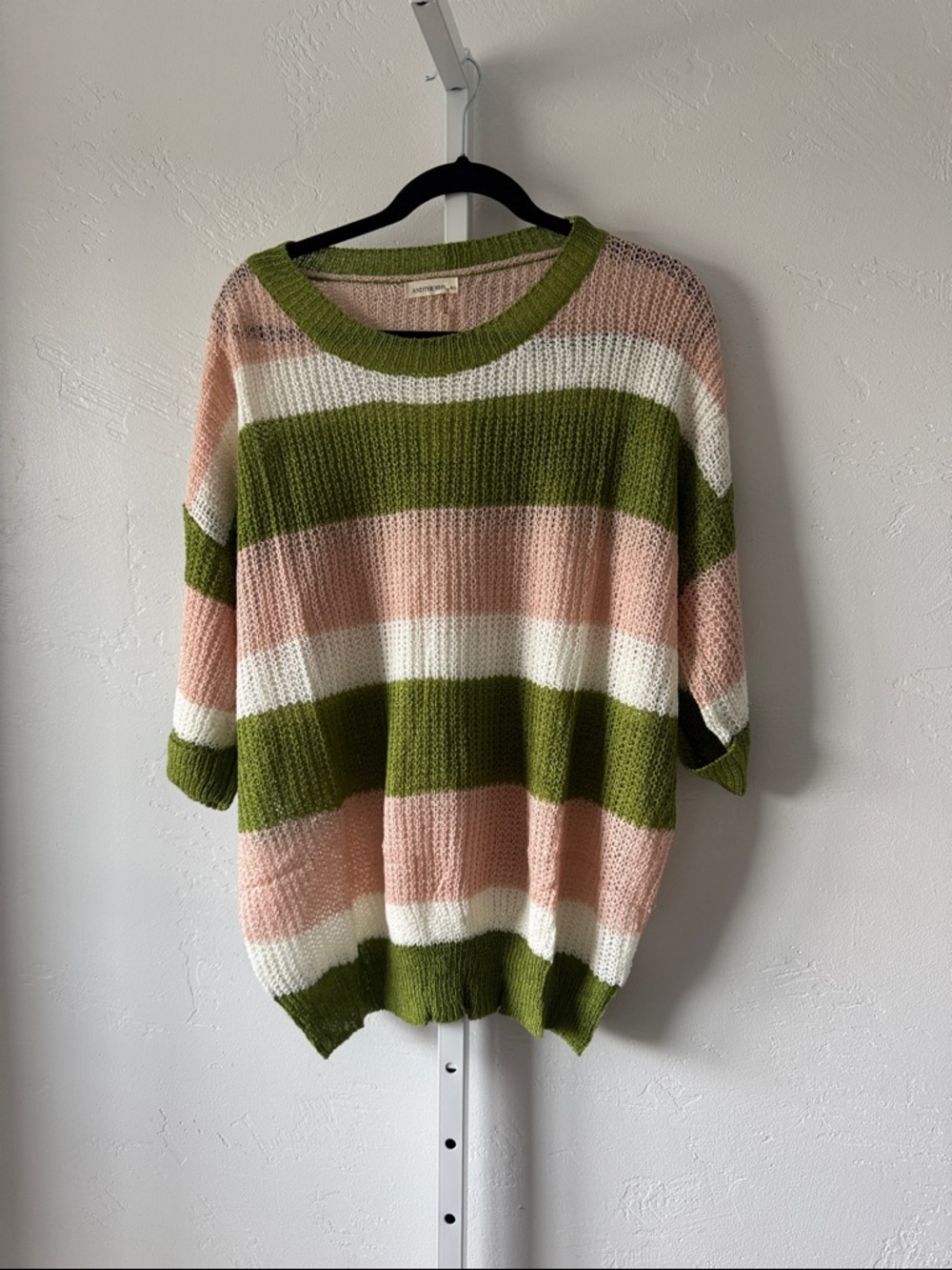 B121 And The Why Spring Grove Stripe Knit 3/4 Sleeve Lightweight Sweater Top - Picture 8 of 14